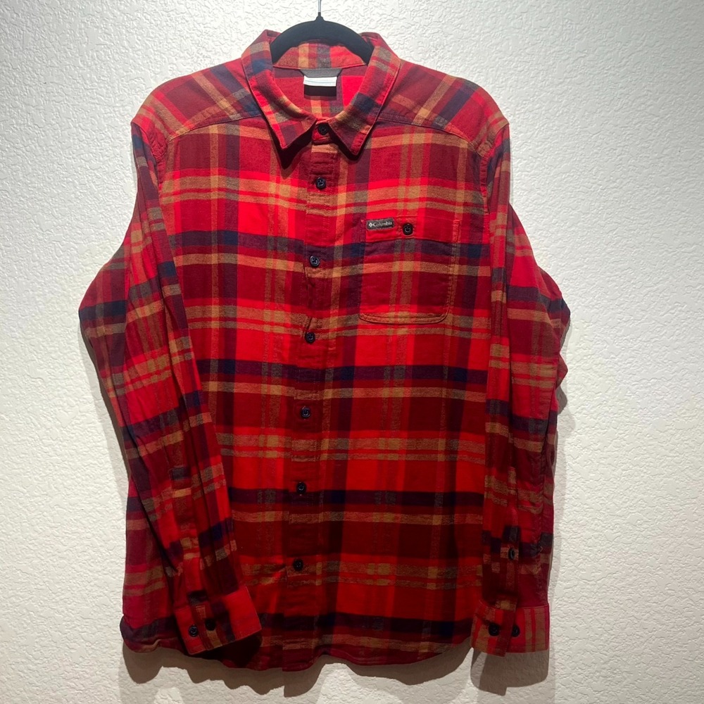 Columbia Sportswear Flannel Shirt Mens Large Multicolor Tartan Plaid Cotton
